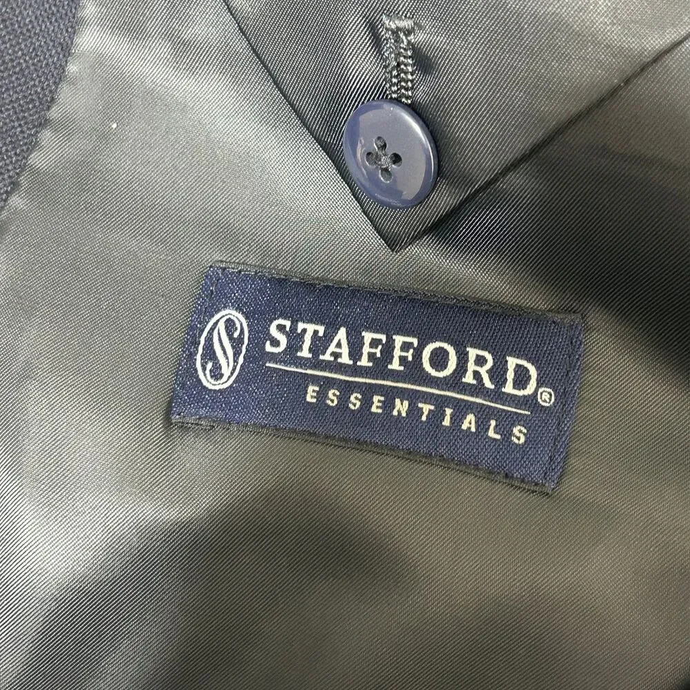 Stafford Essentials Sport Coat Mens 48 Regular Navy Wool Blend Two Button